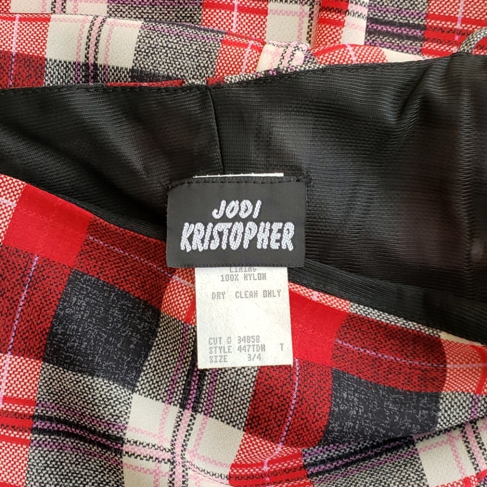 90s Vintage Jodi Kristopher Edgy Hi-Lo Plaid Dress - Picture 6 of 7
